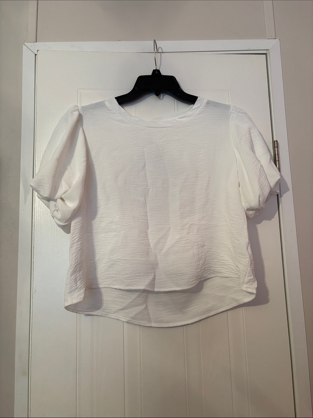 White Puff Sleeve Textured Blouse - Classic Women's Top